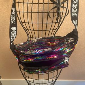 VS PINK multicolored BLING Fanny pack! Adj strap use as a Crossbody purse 13”x7”